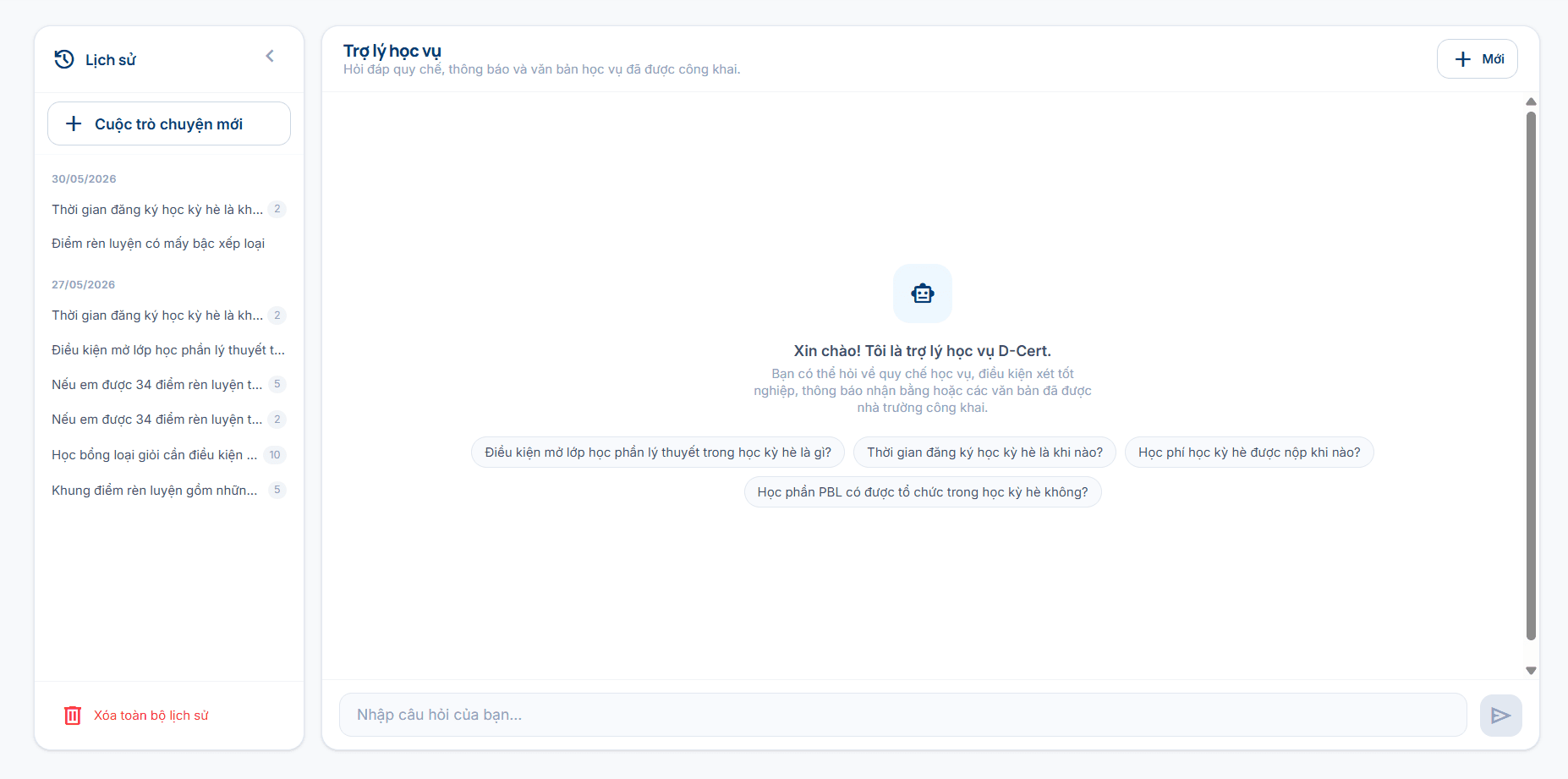 Academic AI Assistant Conversational User Interface